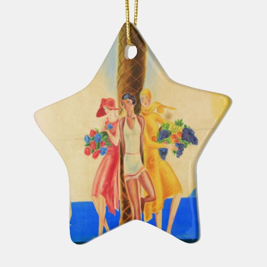 ヴィンテージカンヌフランスの旅行 セラミックオーナメント (左)