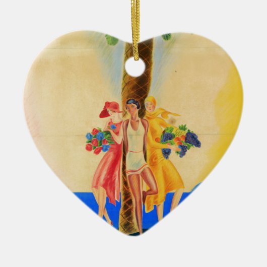 ヴィンテージカンヌフランスの旅行 セラミックオーナメント (正面)