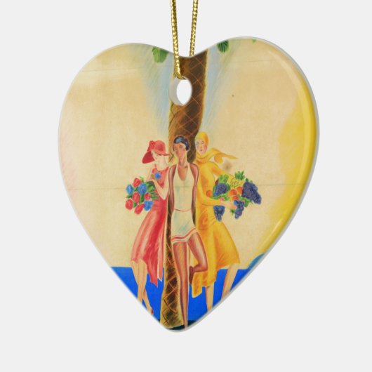 ヴィンテージカンヌフランスの旅行 セラミックオーナメント (左)