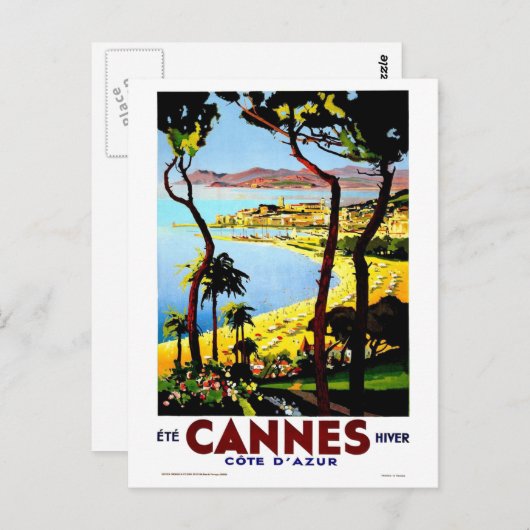 ヴィンテージカンヌフランス冬旅行 ポストカード (正面/裏面)