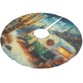 ヴィンテージカンパーサグアーロサボスクリスマスブルーグリーン ブラッシュドポリエステルツリースカート (アングル)