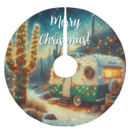 ヴィンテージカンパーサグアーロサボスクリスマスブルーグリーン ブラッシュドポリエステルツリースカート