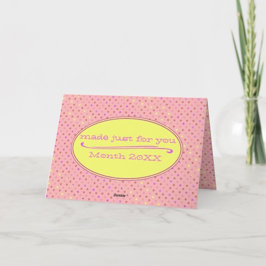 ヴィンテージカンパーバンハッピーバースデーピンク水玉模様 カード (裏面)