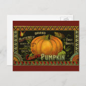 ヴィンテージカンラベルアート、バタフライパンプキン野菜 ポストカード (正面/裏面)