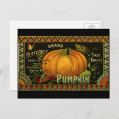 ヴィンテージカンラベルアート、バタフライパンプキン野菜 ポストカード (正面/裏面)