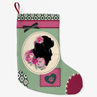 ヴィンテージカヴァリエクリスマスストッキングピンクグリーン スモールクリスマスストッキング