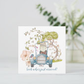 ヴィンテージカーかわいいバニー少年の誕生のお知らせ (スタンド正面)