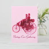 ヴィンテージカーが集まる , ゴールド レッド フューシャ ピンク 招待状 (スタンド正面)