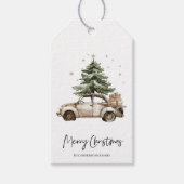 ヴィンテージカーとクリスマスツリーのギフト ギフトタグ (正面)