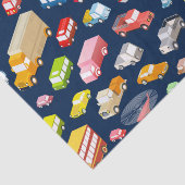 ヴィンテージカーとトラックのダークブルー 薄葉紙 (詳細)