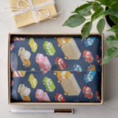 ヴィンテージカーとトラックのダークブルー 薄葉紙 (ギフト)