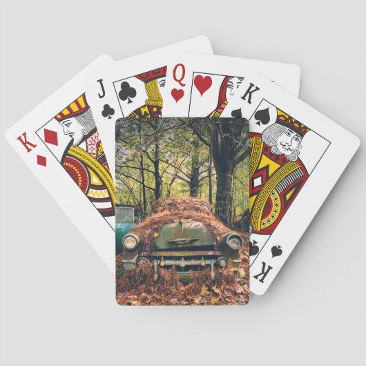 ヴィンテージカーと落ち葉 クラシック プレイイング カード (裏面)