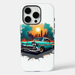 ヴィンテージカーと都市の落書きスタイルTシャツ iPhone 16 PROケース