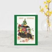 ヴィンテージカーのクリスマス カード (黄色い花)