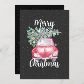 ヴィンテージカーのクリスマス シーズンカード (正面/裏面)