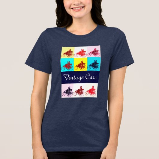 ヴィンテージカーの集まり ポップアート トライブレンドTシャツ (正面)