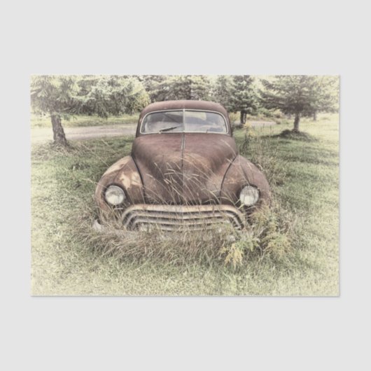 ヴィンテージカーアンティークオールド素朴セピアデクページ 薄葉紙 (正面)