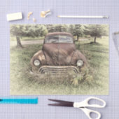 ヴィンテージカーアンティークオールド素朴セピアデクページ 薄葉紙 (クラフト)