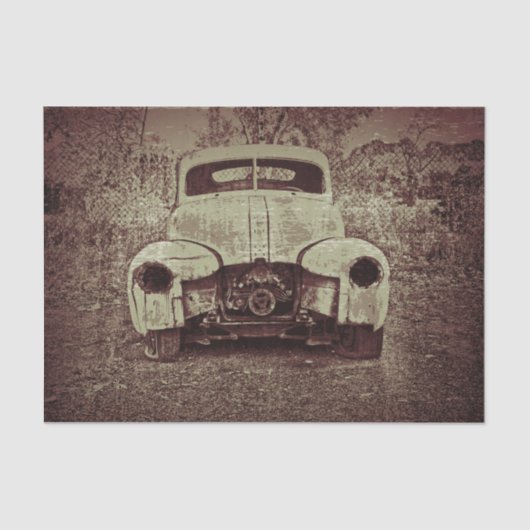 ヴィンテージカーアンティークテ素朴クスチャセピアデコパージュ 薄葉紙 (正面)