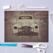 ヴィンテージカーアンティークテ素朴クスチャセピアデコパージュ 薄葉紙 (クラフト)