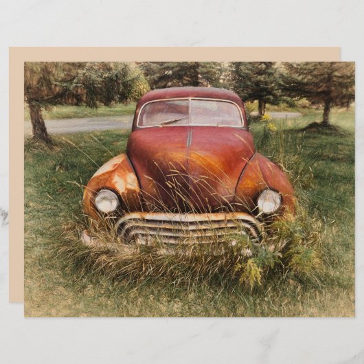 ヴィンテージカーアンティークレッドオールドデカ素朴ップ (正面/裏面)