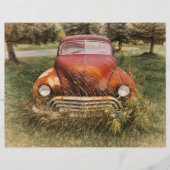 ヴィンテージカーアンティークレッドオールドデカ素朴ップ (正面)