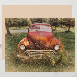 ヴィンテージカーアンティークレッドオールドデカ素朴ップ