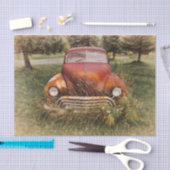 ヴィンテージカーアンティークレッドオールドデカ素朴ップ 薄葉紙 (クラフト)