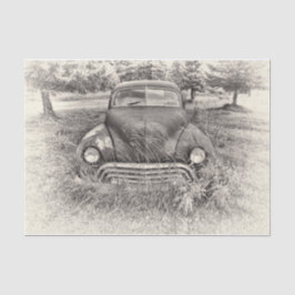 ヴィンテージカーアンティーク白黒素朴 薄葉紙