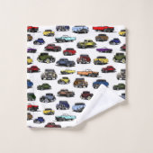 ヴィンテージカーイラストレーションランダムパターン バスタオルセット (ウォッシュタオル)