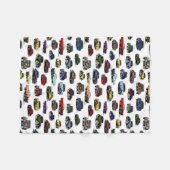 ヴィンテージカーイラストレーションランダムパターン フリースブランケット (正面(横))