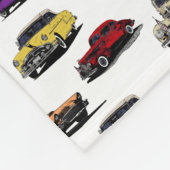 ヴィンテージカーイラストレーションランダムパターン フリースブランケット (角)