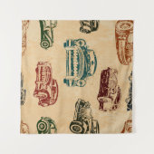 ヴィンテージカーイラストレーション背景パターン タペストリー (正面(横))