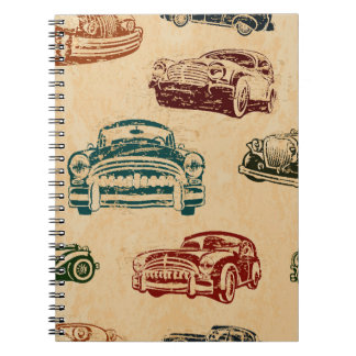 ヴィンテージカーイラストレーション背景パターン ノートブック