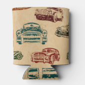 ヴィンテージカーイラストレーション背景パターン 缶クーラー (裏面)