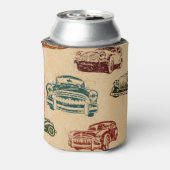 ヴィンテージカーイラストレーション背景パターン 缶クーラー (缶裏面)