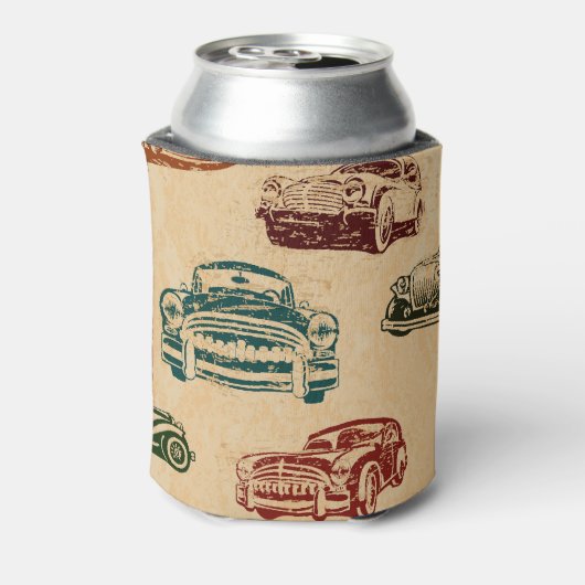 ヴィンテージカーイラストレーション背景パターン 缶クーラー (缶裏面)