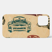 ヴィンテージカーイラストレーション背景パターン Case-Mate iPhoneケース (裏面 (横))