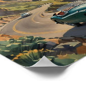 ヴィンテージカーオンザビーチサイドロード ポスター (角)