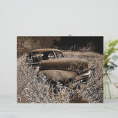 ヴィンテージカーオールドアンティークセピア素朴デクページ (スタンド正面)