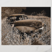 ヴィンテージカーオールドアンティークセピア素朴デクページ (正面)