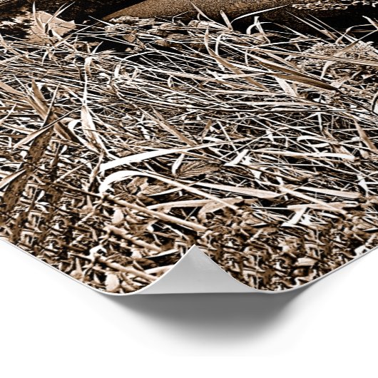 ヴィンテージカーオールドアンティークセピア素朴デクページ ポスター (角)