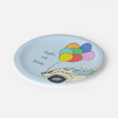 ヴィンテージカーカラフルとバルーンスケッチ誕生日 ペーパープレート (アングル)