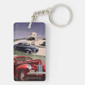 ヴィンテージカークラシック、高速道路セダンのロードトリップ キーホルダー (裏面)