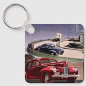 ヴィンテージカークラシック、高速道路セダンのロードトリップ キーホルダー (正面)