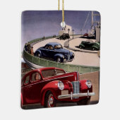 ヴィンテージカークラシック、高速道路セダンのロードトリップ セラミックオーナメント (右)