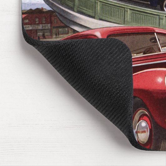 ヴィンテージカークラシック、高速道路セダンのロードトリップ マウスパッド (コーナー)