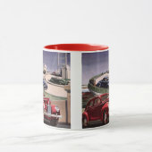 ヴィンテージカークラシック、高速道路セダンのロードトリップ マグカップ (中央)