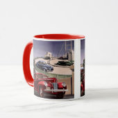 ヴィンテージカークラシック、高速道路セダンのロードトリップ マグカップ (正面左)