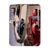 ヴィンテージカークラシック、高速道路セダンのロードトリップ マグネット (縦)